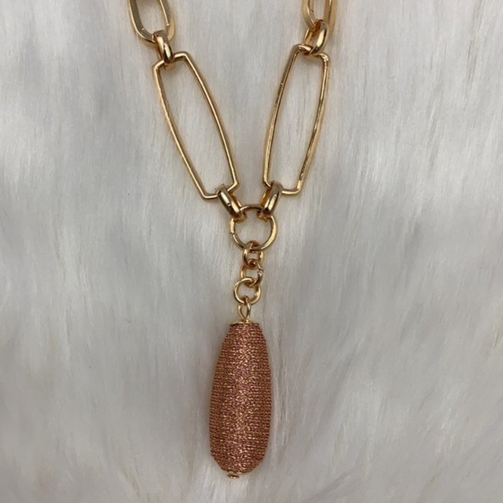 4/$20 A New Day Gold Tone Chain with Copper Wire Wrapped Bead Pendant Necklace - Picture 5 of 8